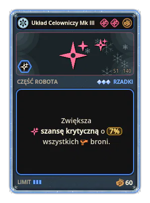 Układ Celowniczy Mk III: +7% Szansa krytyczna wszystkich broni
