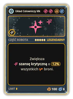 Układ Celowniczy Mk V: +12% Szansa krytyczna wszystkich broni