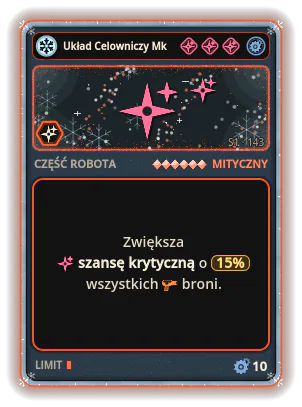 Układ Celowniczy Mk VI: +15% Szansa krytyczna wszystkich broni