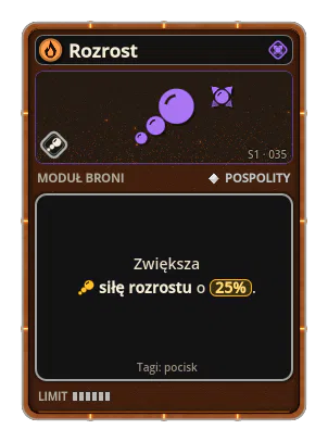 Rozrost: Pocisk rośnie w locie. Rozrost · siła 25%