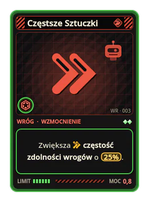 Częstsze Sztuczki: Zwiększa częstość zdolności wrogów o 25%.
