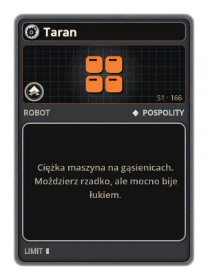 Taran: Ciężka maszyna na gąsienicach. Moździerz rzadko, ale mocno bije łukiem.