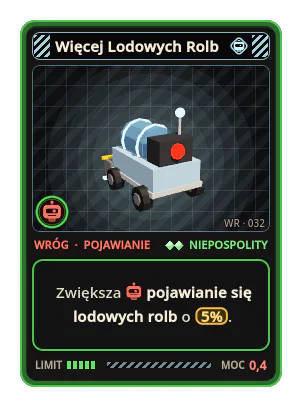 Więcej Lodowych Rolb: Zwiększa pojawianie się lodowych rolb o 5%.