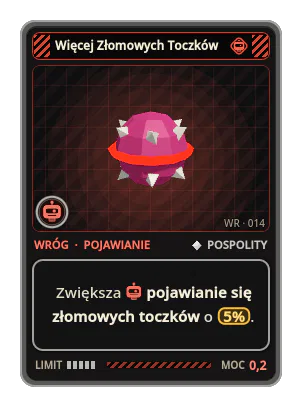 Więcej Złomowych Toczków: Zwiększa pojawianie się złomowych toczków o 5%.