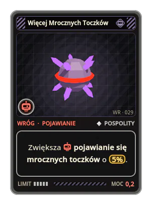 Więcej Mrocznych Toczków: Zwiększa pojawianie się mrocznych toczków o 5%.