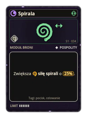 Spirala: Pocisk kręci się wokół toru lotu. Spirala · siła 25%