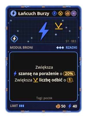 Łańcuch Burzy: Prąd · szansa 20% Rykoszet ×1