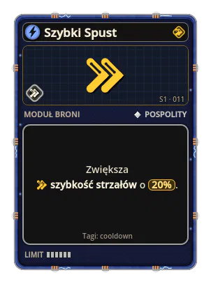 Szybki Spust: Szybkość strzałów +20%