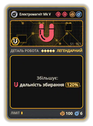Електромагніт Mk V: +120% Дальність збирання