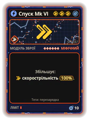 Спуск Mk VI: Скорострільність +100%