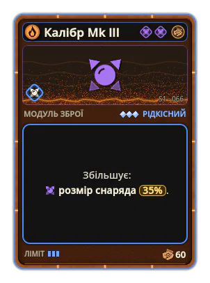 Калібр Mk III: Розмір снаряда +35%