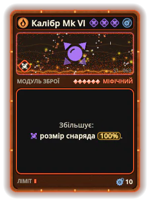 Калібр Mk VI: Розмір снаряда +100%