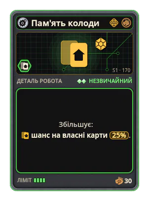 Пам'ять колоди: +25% Шанс на власні карти