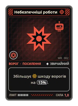 Небезпечніші роботи: Збільшує шкоду ворогів на 15%.