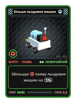 Більше льодових машин: Збільшує появу льодових машин на 5%.