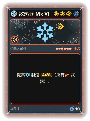 散热器 Mk VI: +44% 所有武器射速