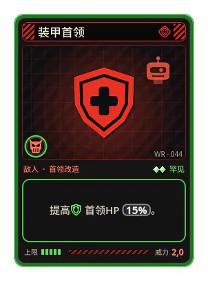 装甲首领: 提高首领HP 15%。