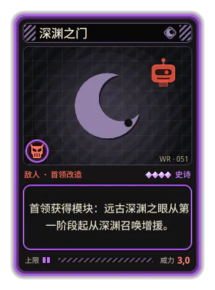 深渊之门: 首领获得模块：远古深渊之眼从第一阶段起从深渊召唤增援。