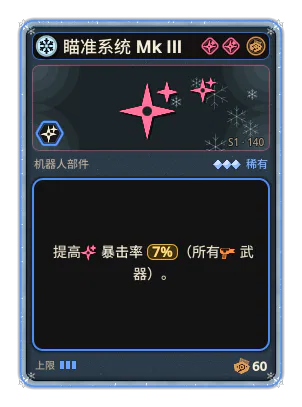 瞄准系统 Mk III: +7% 所有武器暴击率