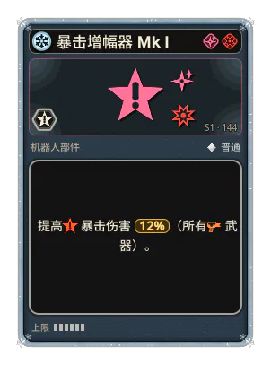 暴击增幅器 Mk I: +12% 所有武器暴击伤害