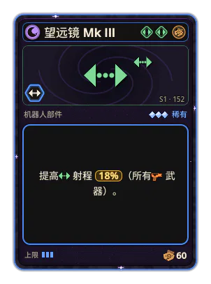 望远镜 Mk III: +18% 所有武器射程