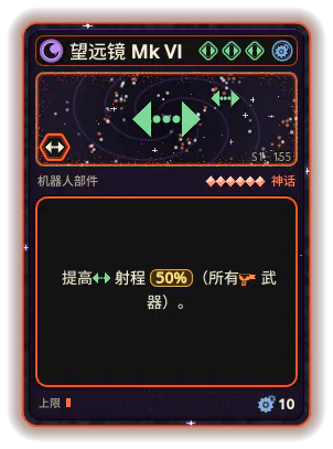 望远镜 Mk VI: +50% 所有武器射程