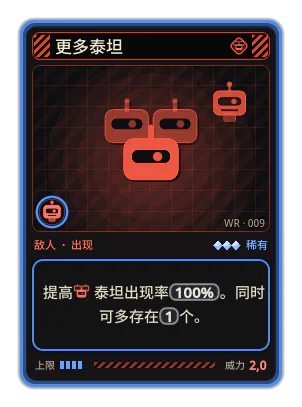 更多泰坦: 提高泰坦出现率100%。同时可多存在1个。