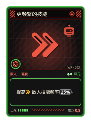 更频繁的技能: 提高敌人技能频率25%。