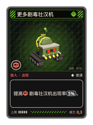 更多剧毒壮汉机: 提高剧毒壮汉机出现率5%。