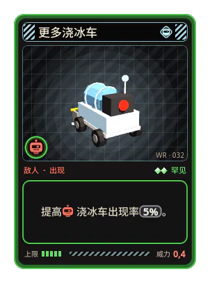 更多浇冰车: 提高浇冰车出现率5%。