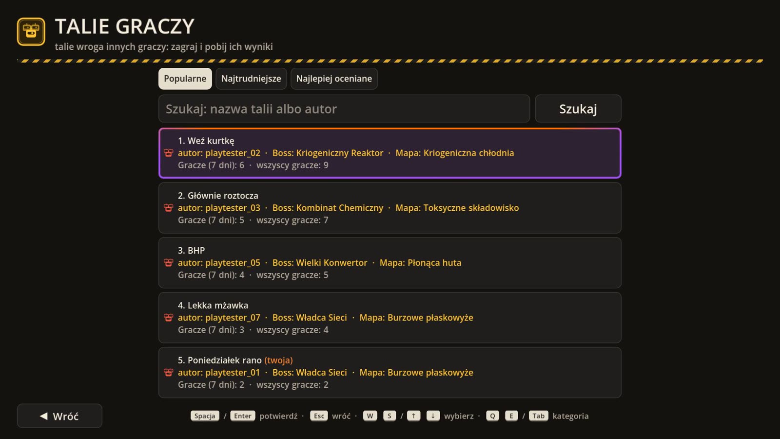 Tablica jednej talii. Talia nazywa się „Weź kurtkę”. I ma rację.
